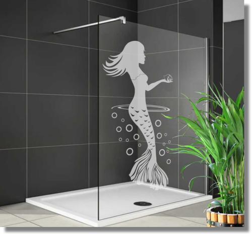 Duschdekorfolie Meerjungfrau mit Muschel Glasfolie